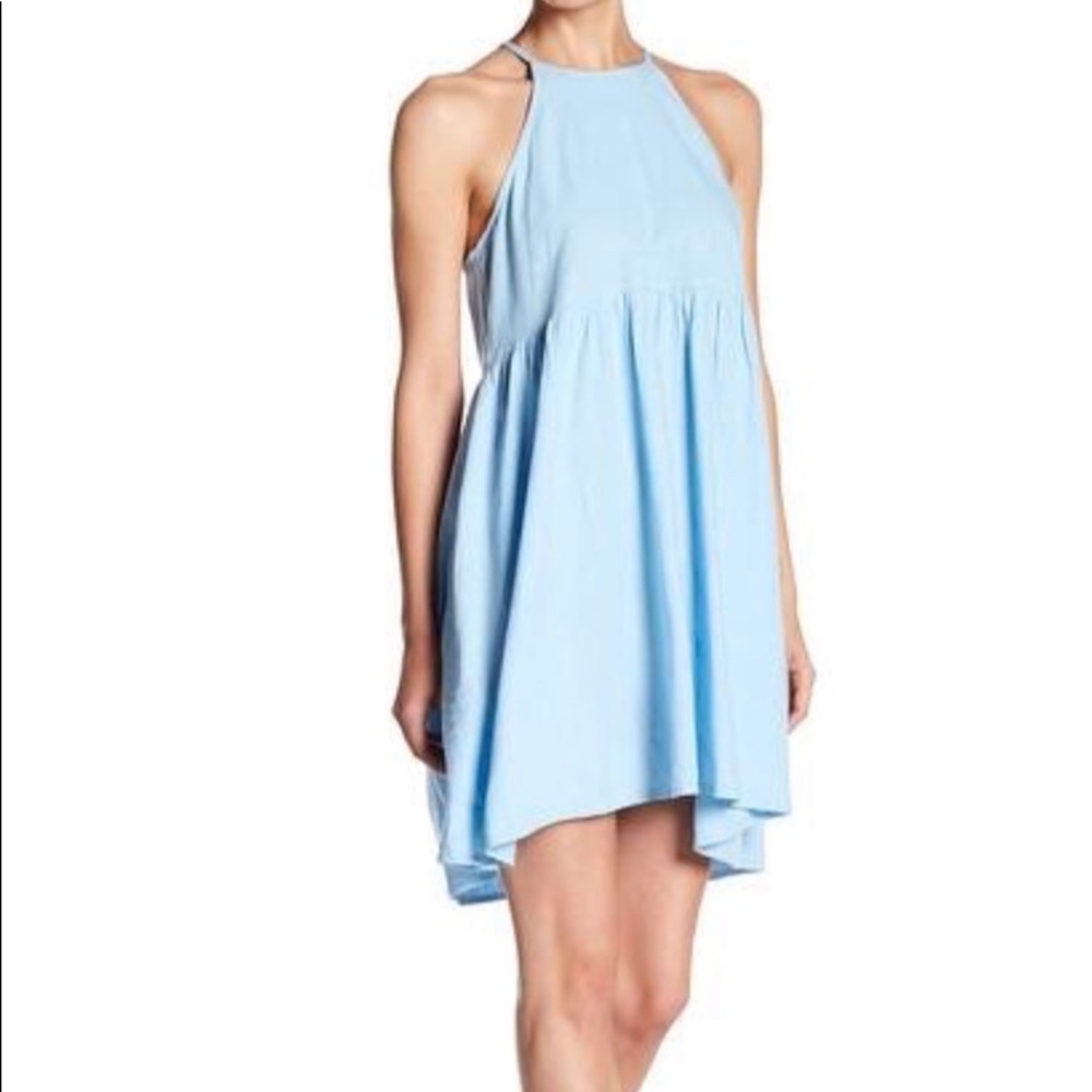 Abound Linen Blend Blue Halter Dress